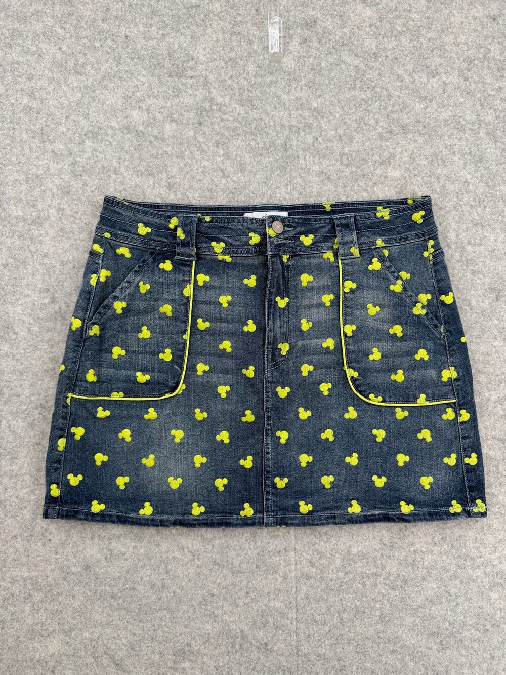 Disney Mickey Mouse Neon Icon Denim Skirt Size X-Large